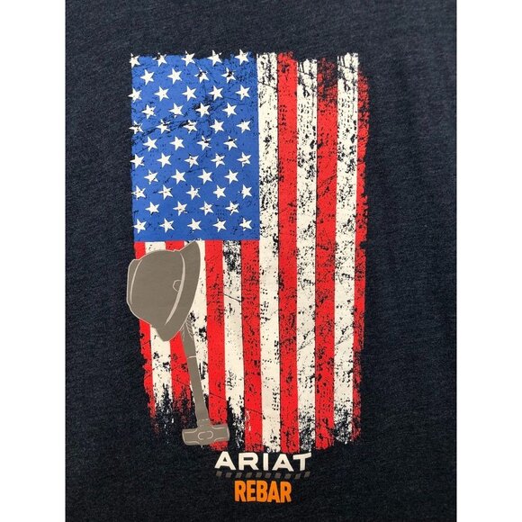 Ariat Rebar Cotton Strong American Grit Graphic T-Shirt Vertical Flag Men's XL - Picture 3 of 6